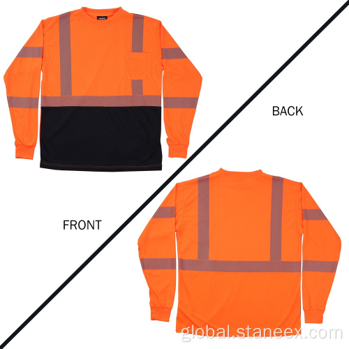 Safety Green Shirts Class-2 Hivis Black Bottom Long Sleeve Safety Shirt Manufactory